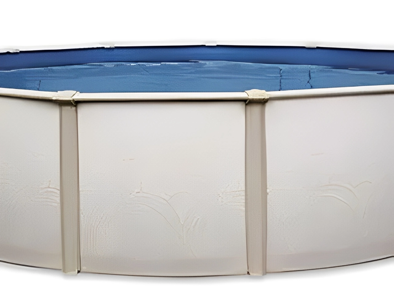 Above-ground pool with blue water.